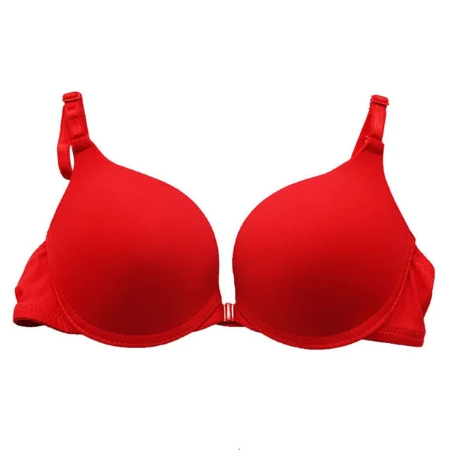 6 Colors Fashion Women Sexy Lingerie Front Closure Lace Push Up Seamless Underwire Bra Underwear Bras