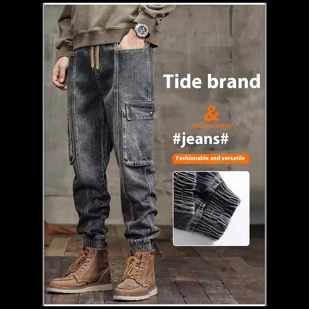 American Retro Ankle-tied Jeans Men