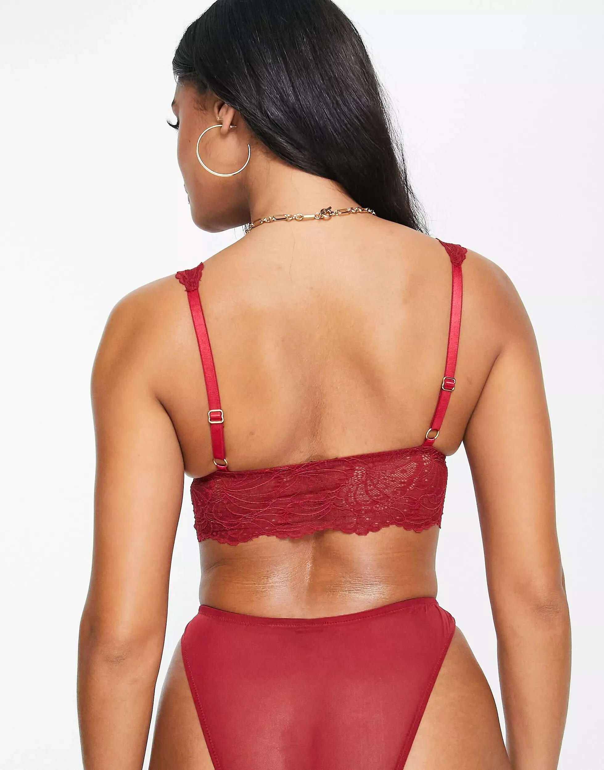 ASOS Sienna Longline Lace Padded Bra in Red