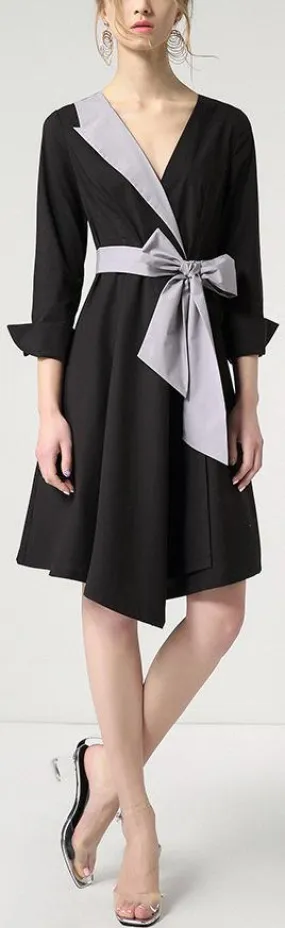 Bicolor Asymmetrical Wrap-Look Dress