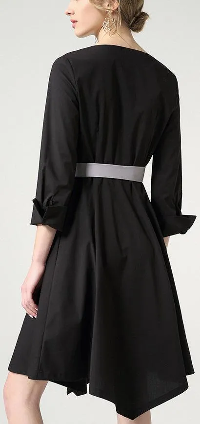 Bicolor Asymmetrical Wrap-Look Dress