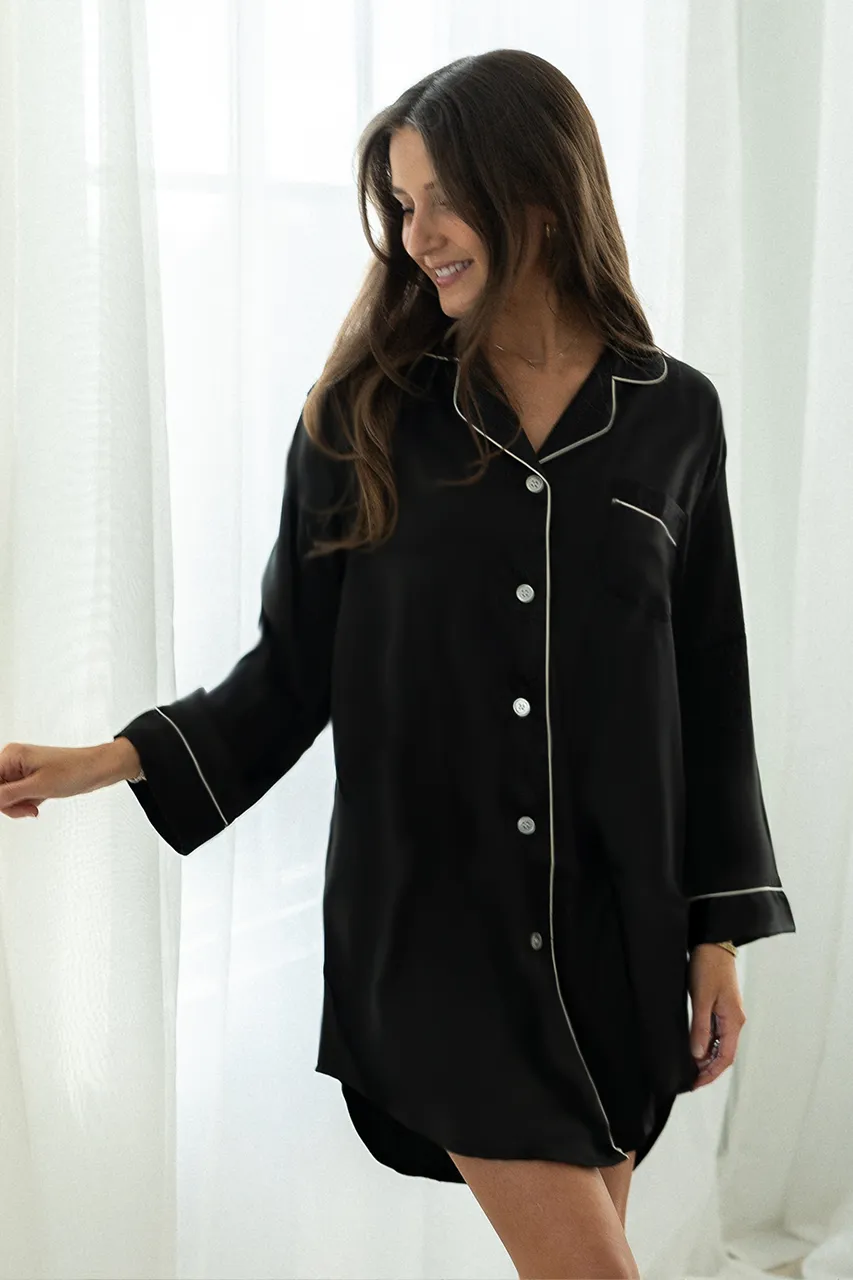 Black Satin Sleep Shirt