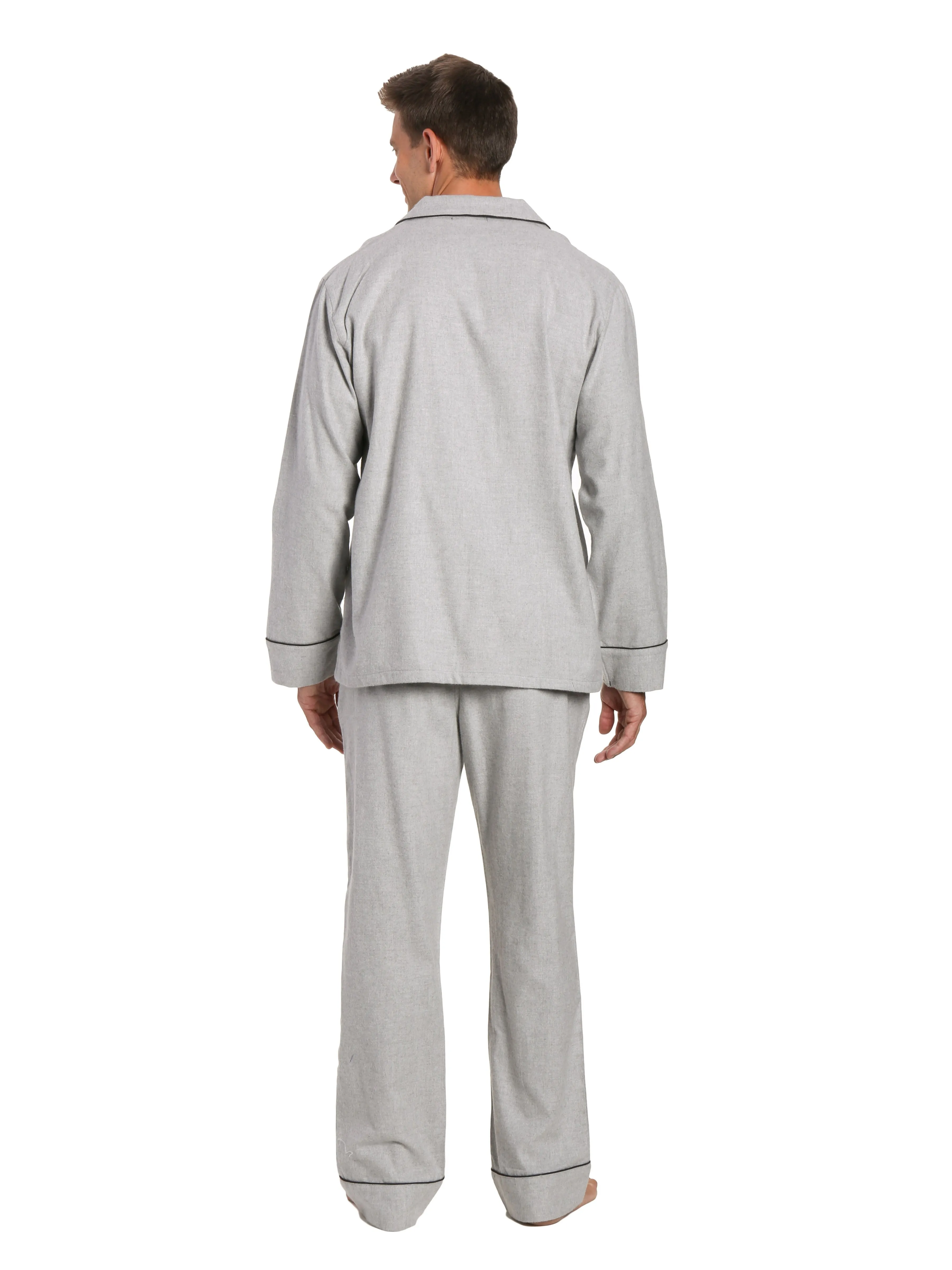 Box Packaged Men's Premium 100% Cotton Flannel Pajama Sleepwear Set - Heather Gray