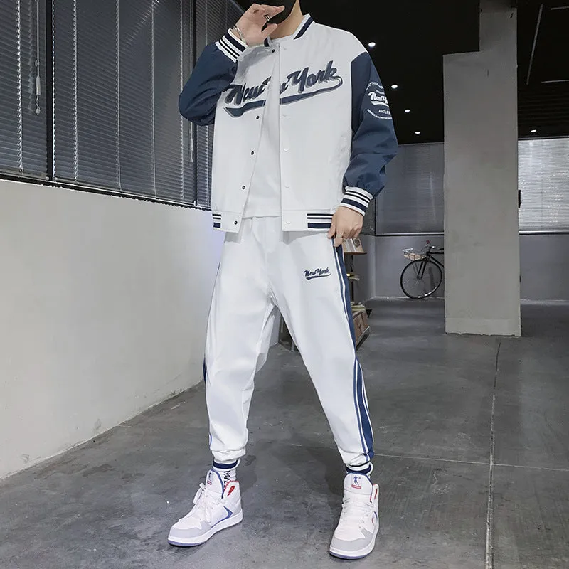 Casual Sports Baseball Suit Printed Two-piece Suit Men's Clothing