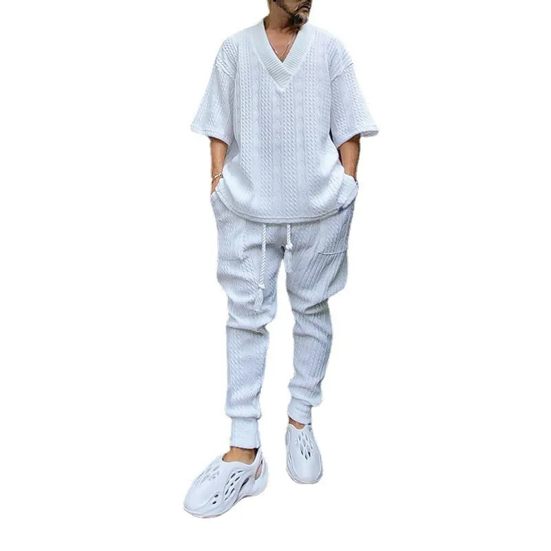 Casual Sweater Suit Men's Loose Short-sleeved T-shirt Trousers