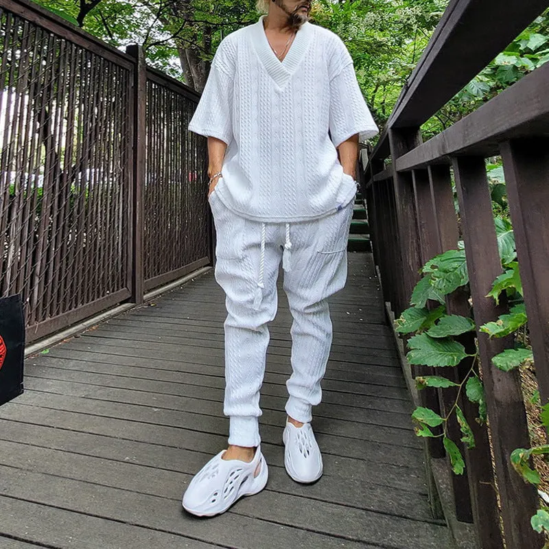 Casual Sweater Suit Men's Loose Short-sleeved T-shirt Trousers