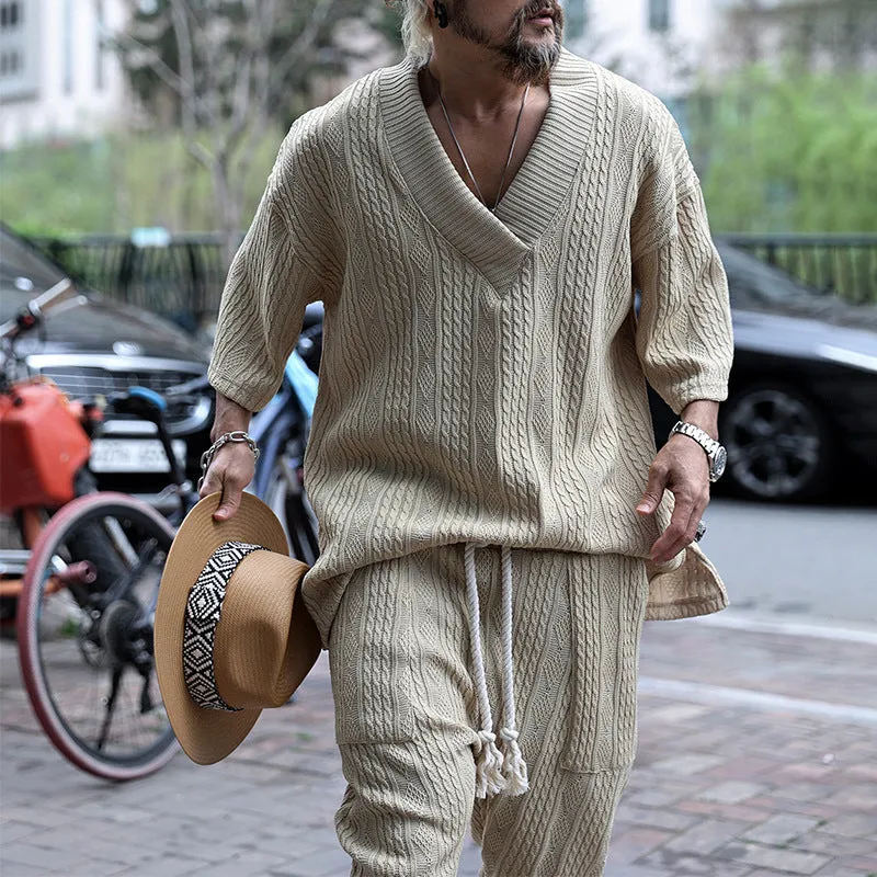 Casual Sweater Suit Men's Loose Short-sleeved T-shirt Trousers