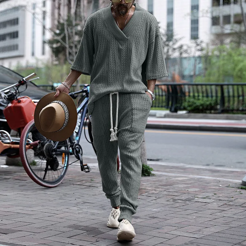 Casual Sweater Suit Men's Loose Short-sleeved T-shirt Trousers