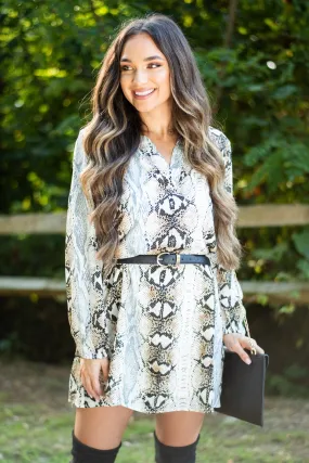 Chic Decisions Gray Snake Print Dress