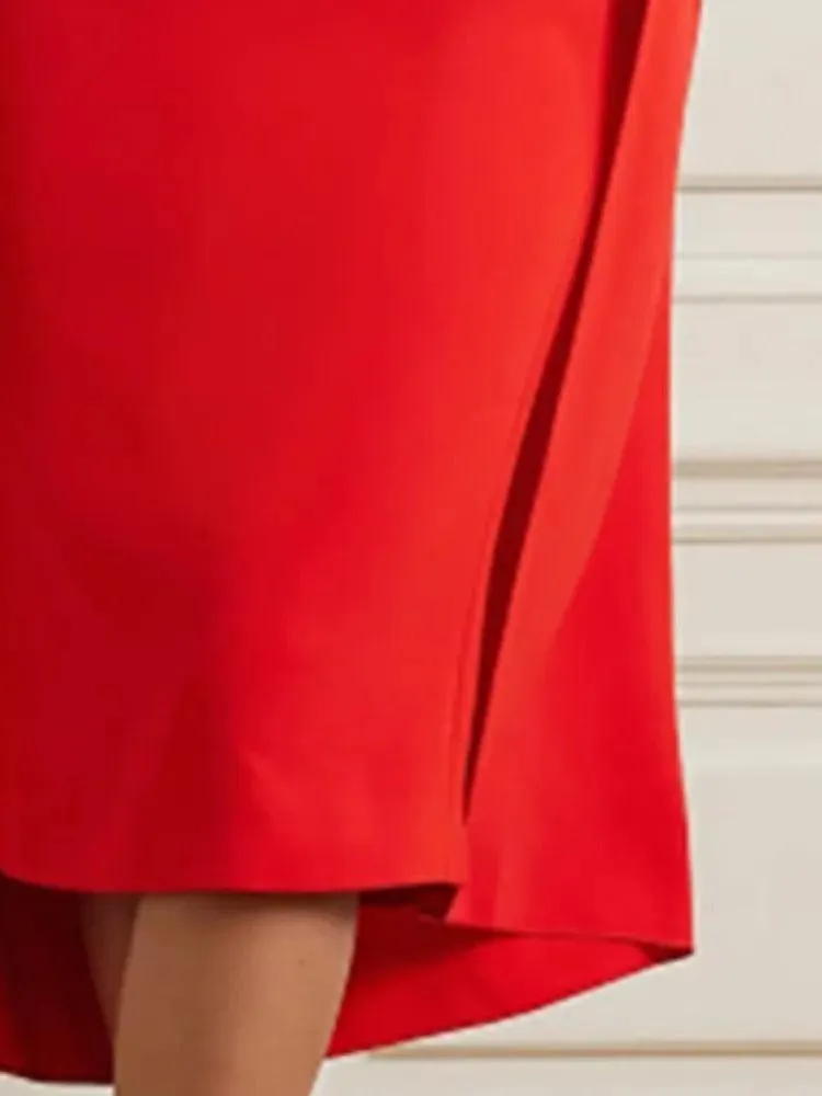 Chic Red O-Neck Evening Dress with Cape Sleeves