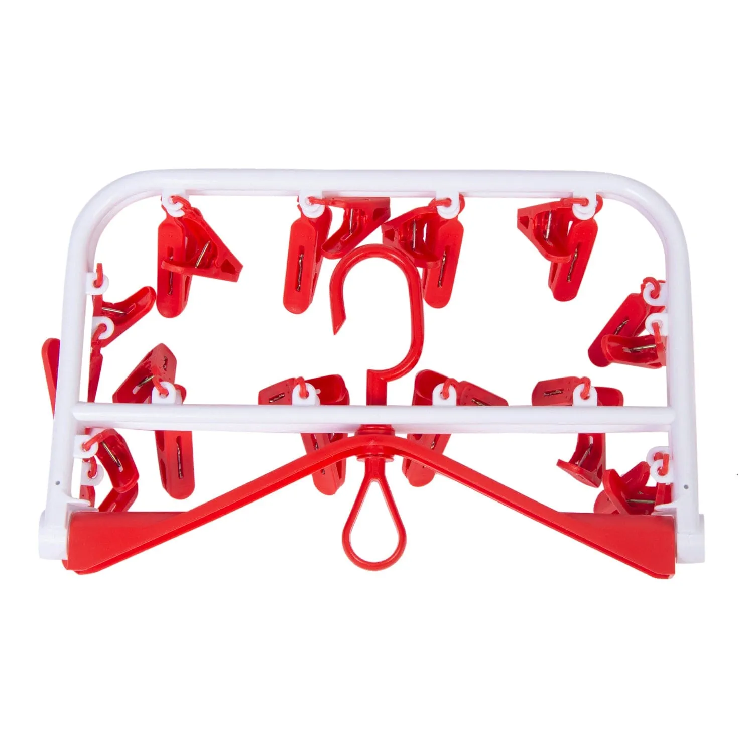 Clothes Hanger Square Foldable 24 Clips Red