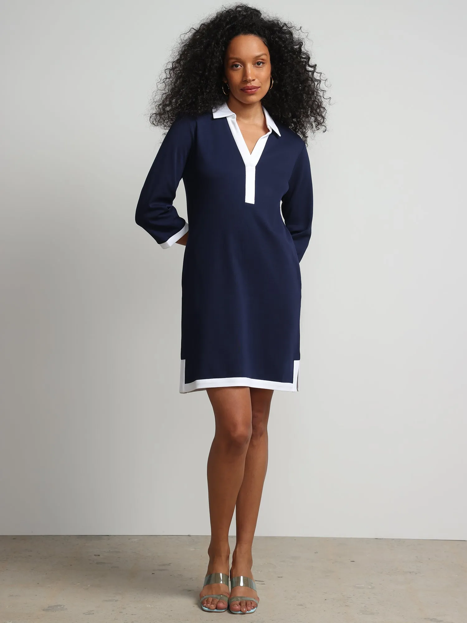 Colorblock Collar Shift Dress - City Knits