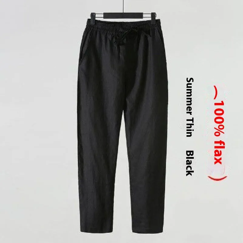 Cotton Linen Cropped Men's Casual Pants Style