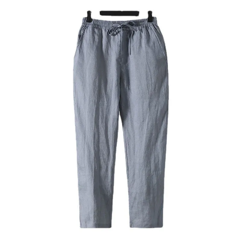 Cotton Linen Cropped Men's Casual Pants Style