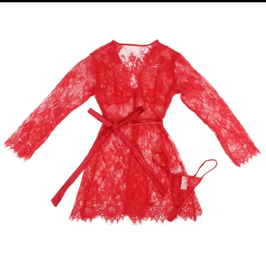 Eyelash Laced Dressing Robe