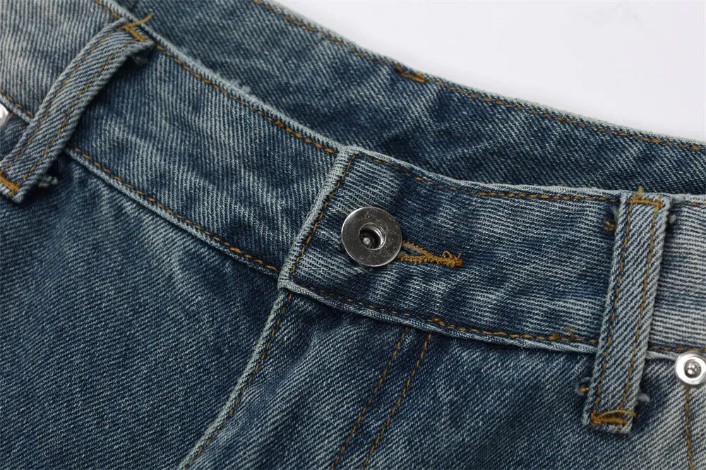 Fashion Inkjet Gradient Denim Shorts Men