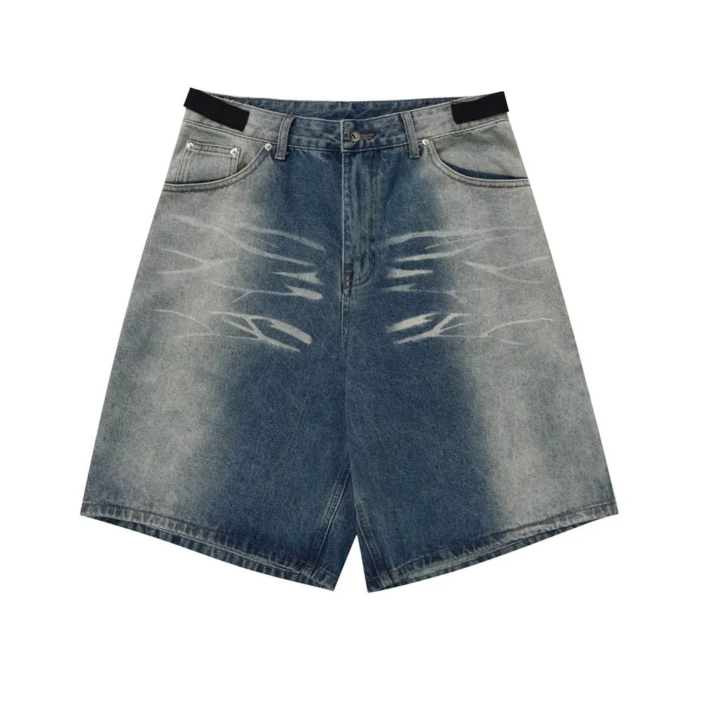 Fashion Inkjet Gradient Denim Shorts Men