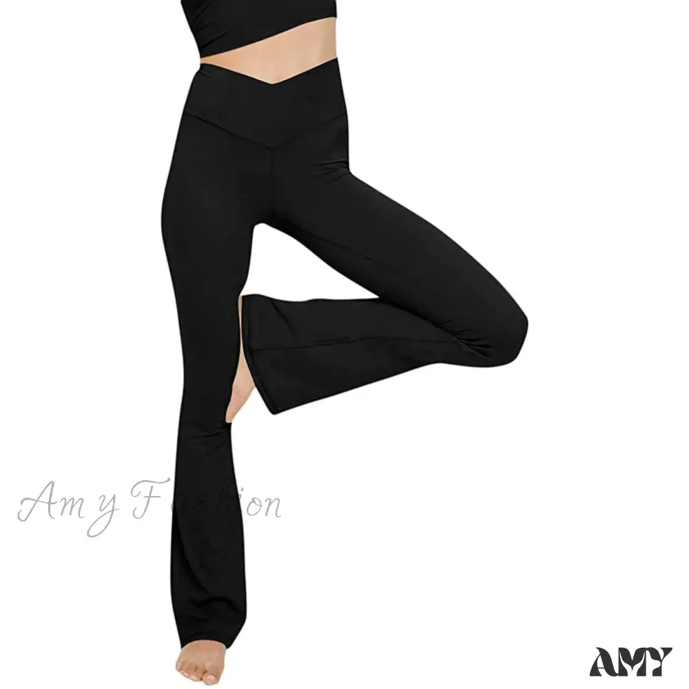 Flare High Waist Wide Leg Yoga Pants Seamless Fitness Workout Tights Casual Slimming Leggings