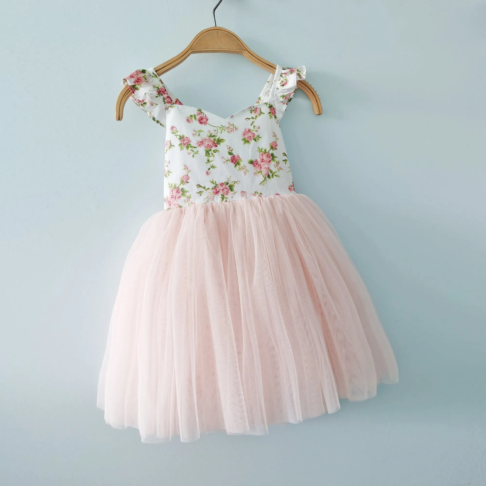 Flofallzique Floral tulle girls party dress pink toddler tutu birthday wedding cute baby outfit