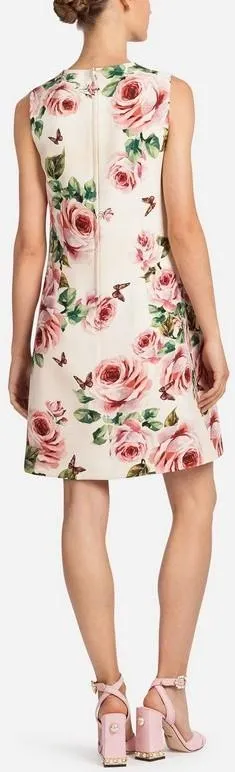 Floral & Butterfly Print Mini Shift Dress