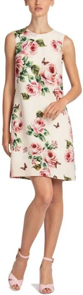 Floral & Butterfly Print Mini Shift Dress