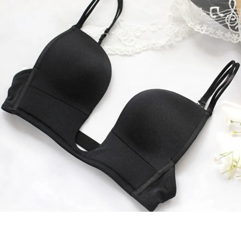 Formal Dress All-Match Sexy Invisible Women'S Underwear Bra Convertible Straps Solid Deep Unlined Plunge U Shape Push Up Bras