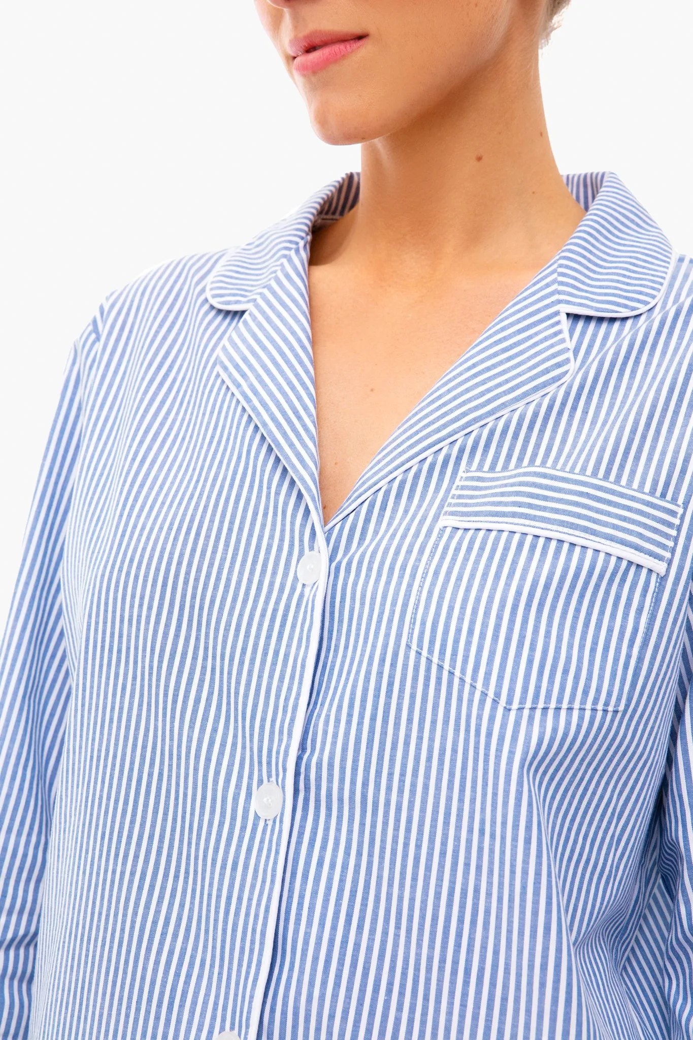 French Blue Seersucker Pajama Set