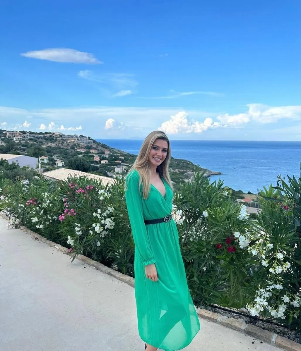 Green Chiffon Wrap Dress