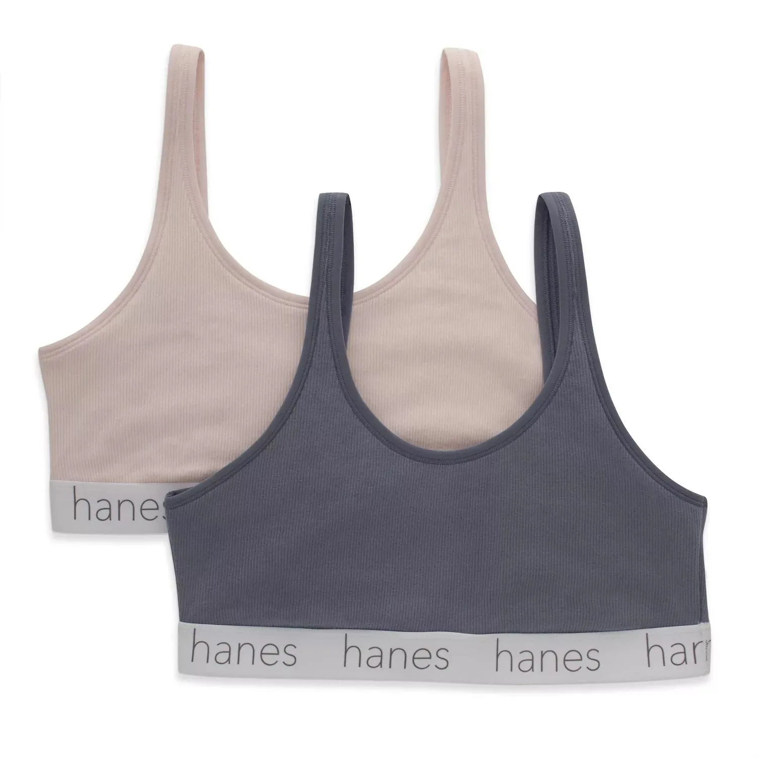 Hanes Originals Ultimate DHO102 Hanes Stretch Cotton Moisture-Wicking Bra Set of 2