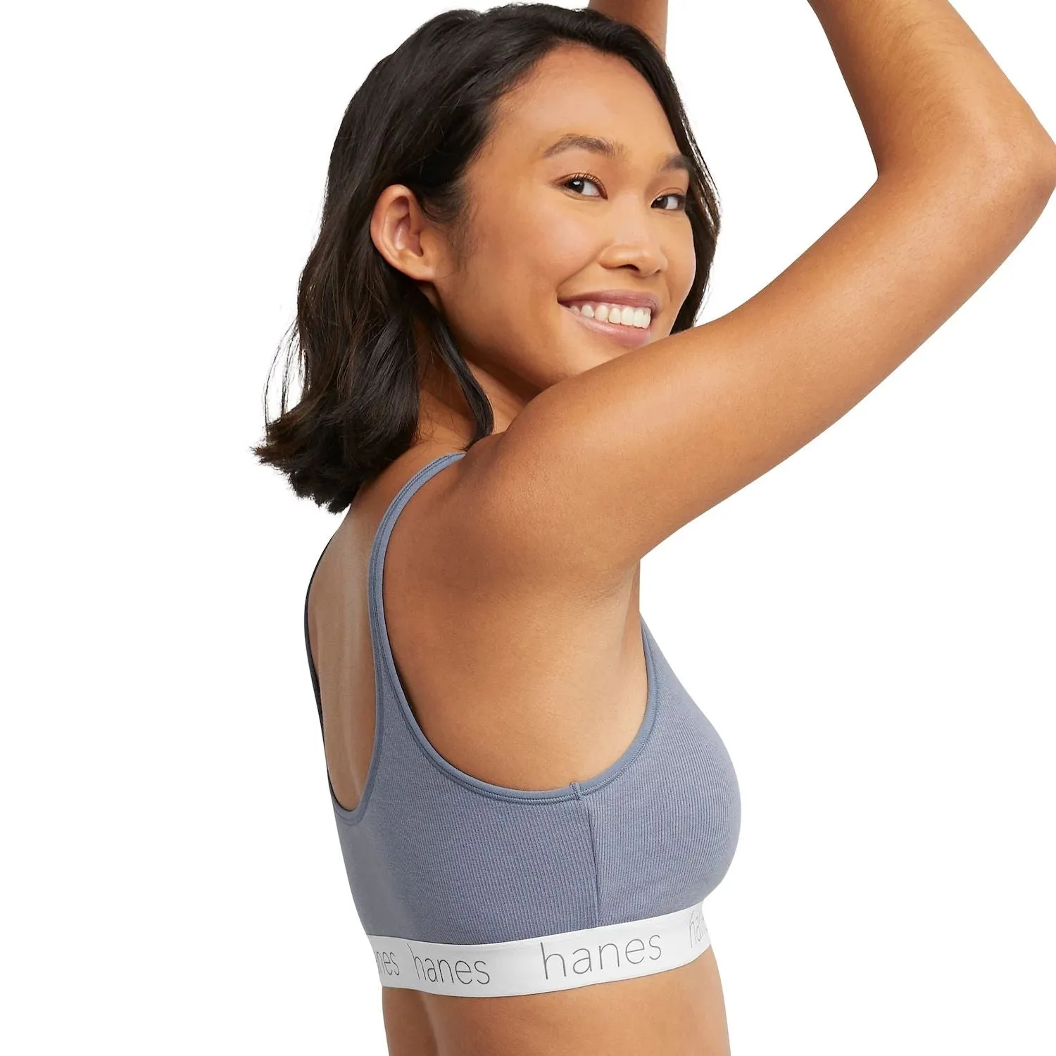 Hanes Originals Ultimate DHO102 Hanes Stretch Cotton Moisture-Wicking Bra Set of 2