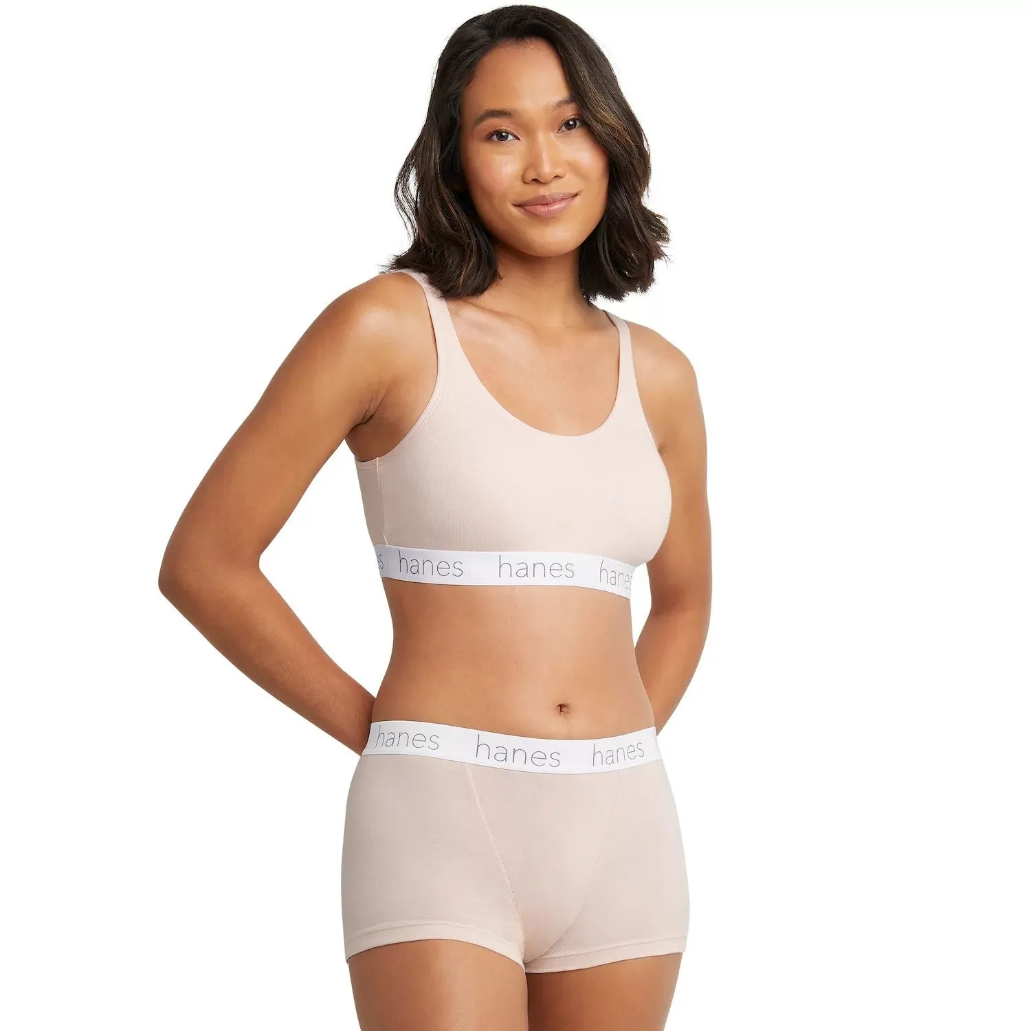 Hanes Originals Ultimate DHO102 Hanes Stretch Cotton Moisture-Wicking Bra Set of 2