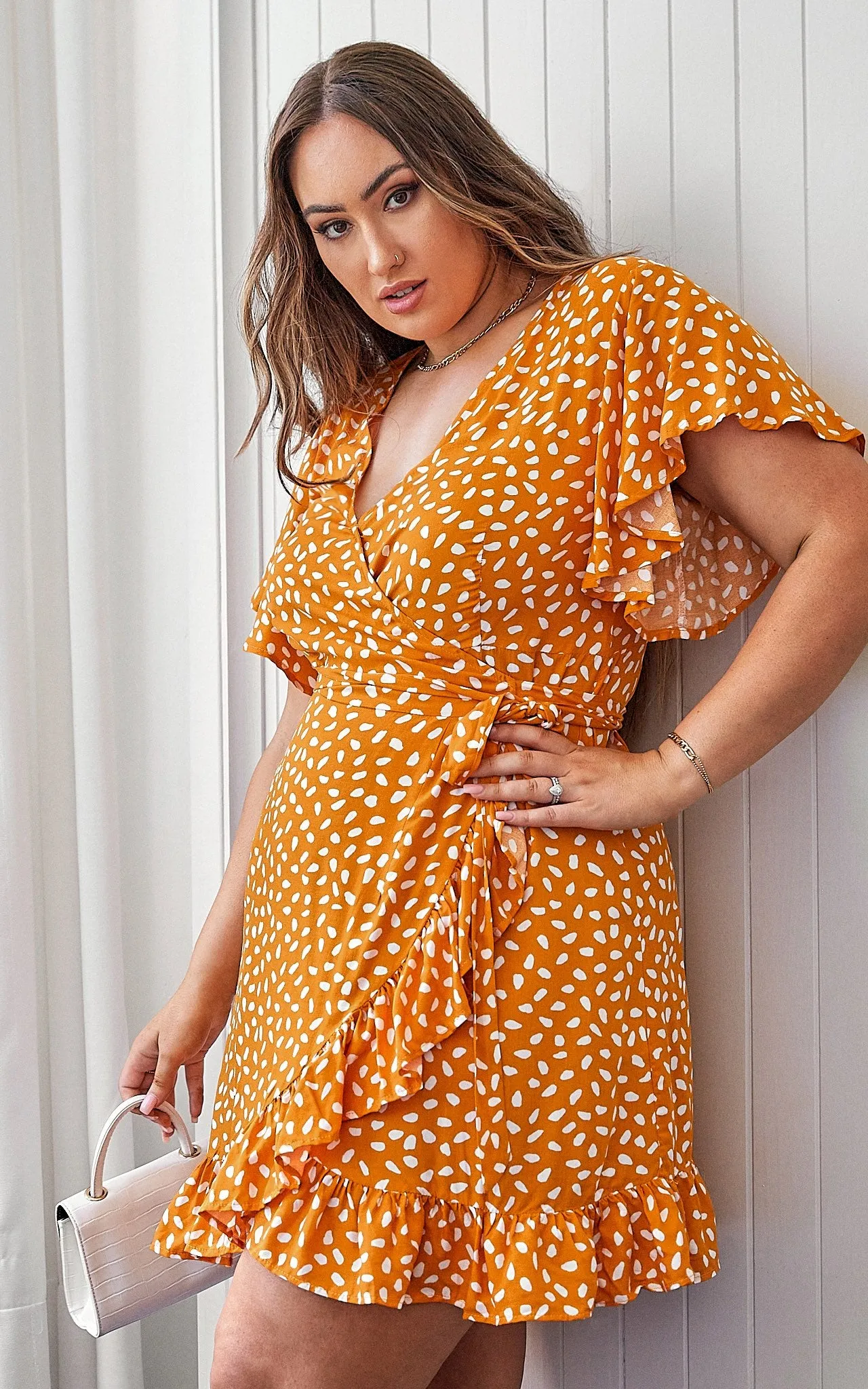 Haven Wrap Dress - Mustard Spots