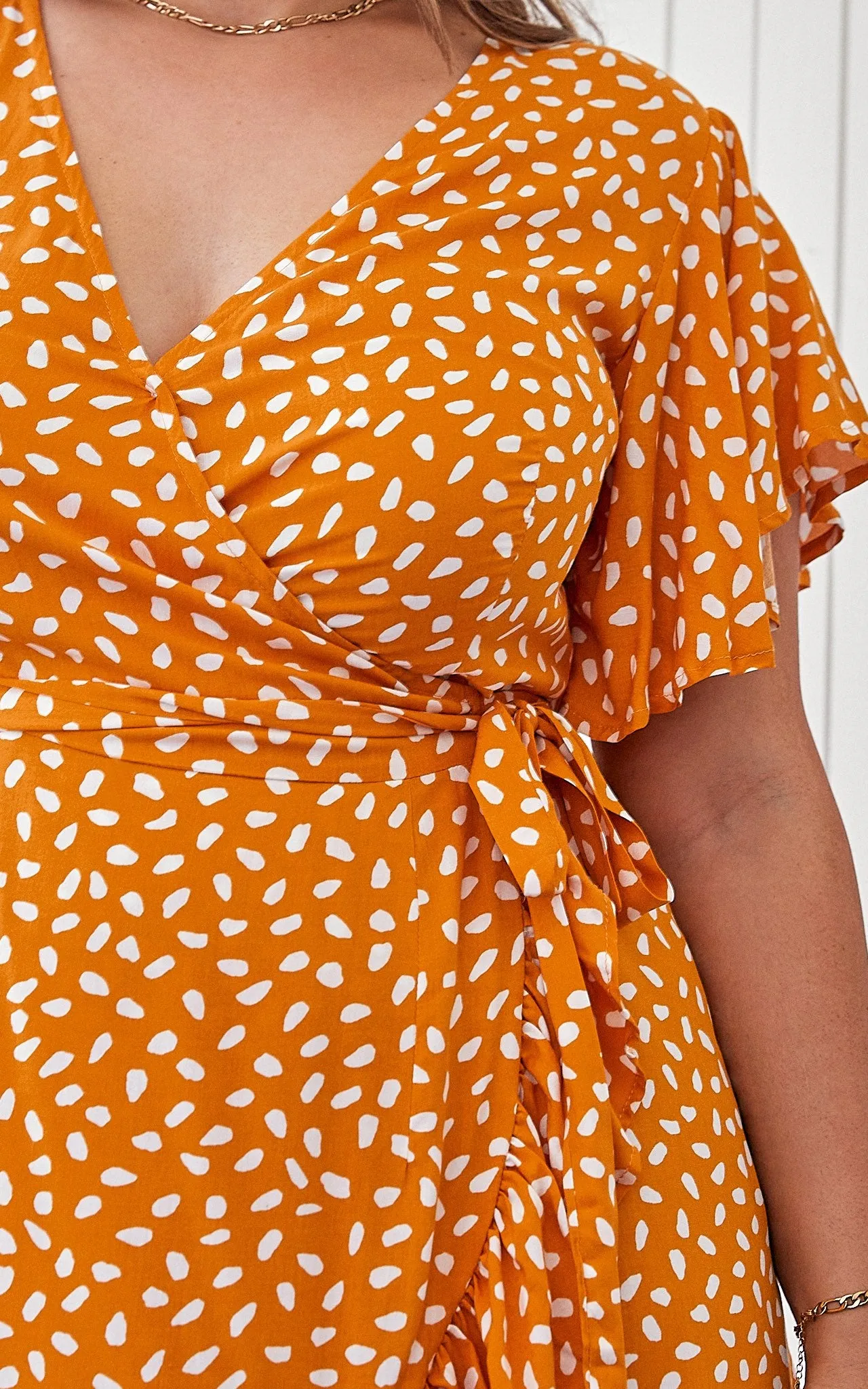 Haven Wrap Dress - Mustard Spots