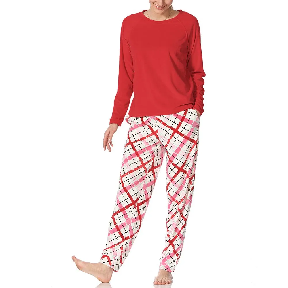 Hue Hazy Plaid Fleece Pyjama Set