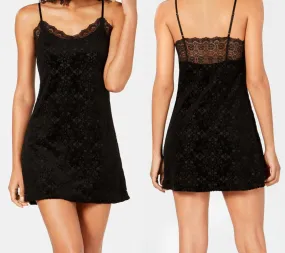 International ConceptsBurnout Lace-Trim Velvet Chemise