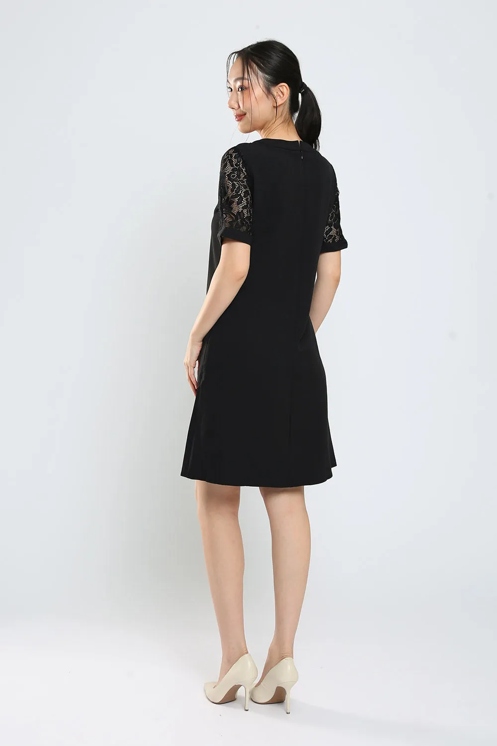 Kadin Shift Dress in Black Lace