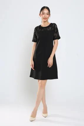 Kadin Shift Dress in Black Lace