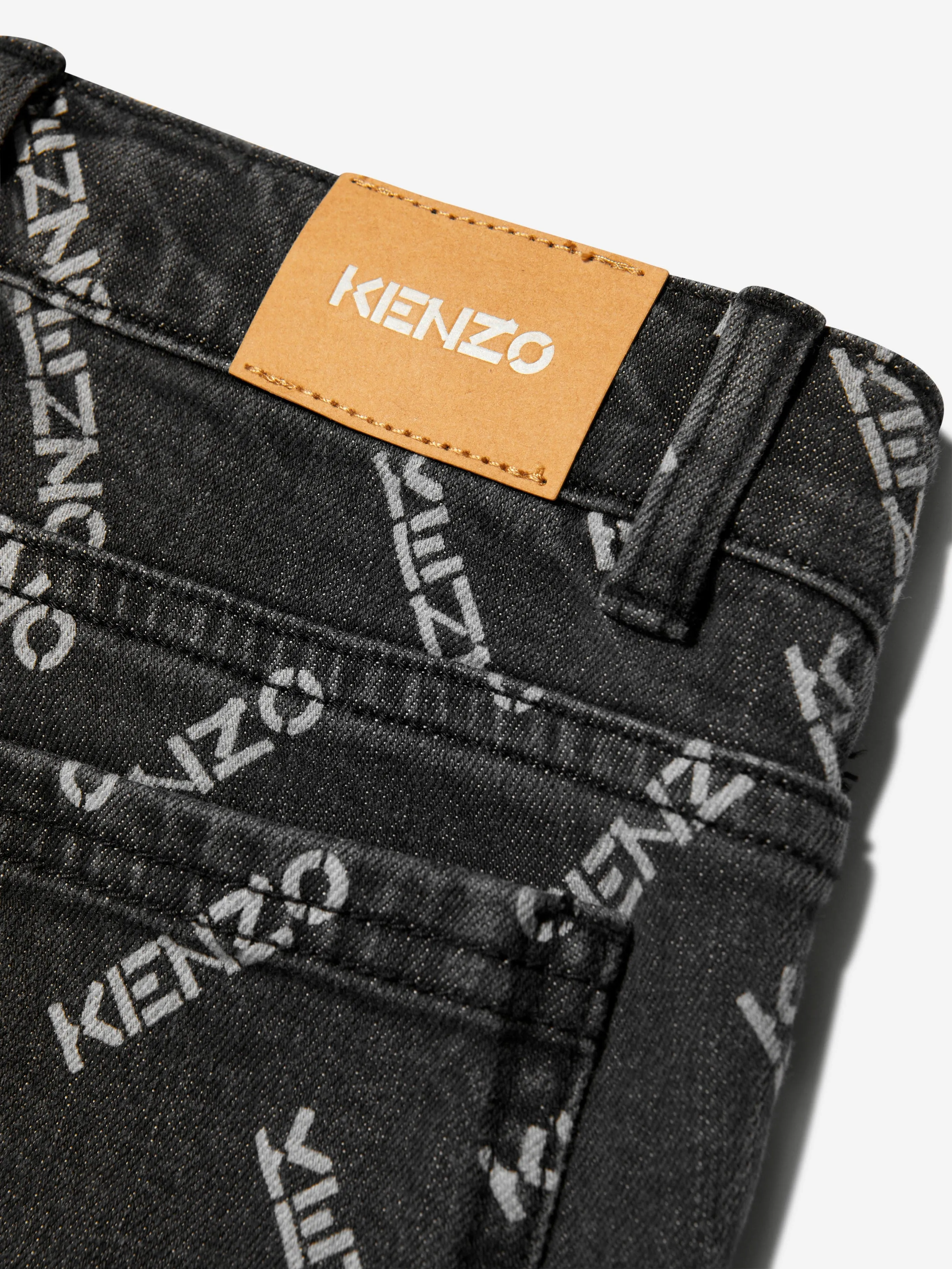 KENZO Boys Slim Fit Logo Print Jeans