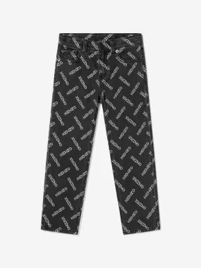 KENZO Boys Slim Fit Logo Print Jeans