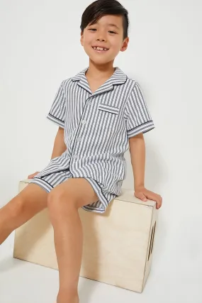 Kid's Navy French Ticking Short Set