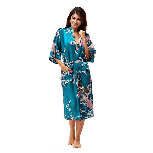 Lake Blue Mommy and Me Robes, Floral, Satin Feel