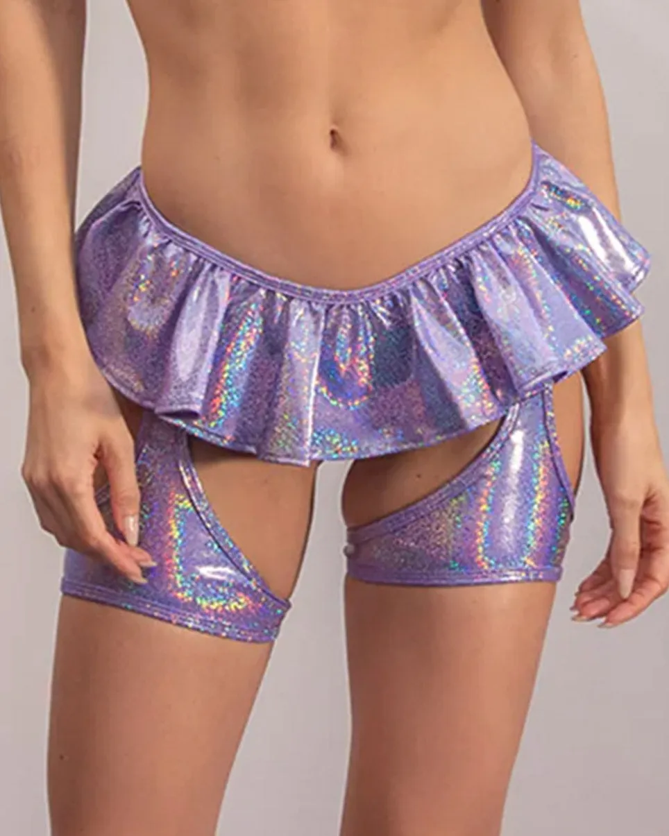 Lavender Metallic Ruffle Garter Bottoms