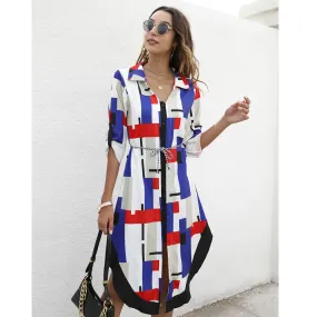 Leisure Long Sleeves Women Short Fall Shirt Dresses