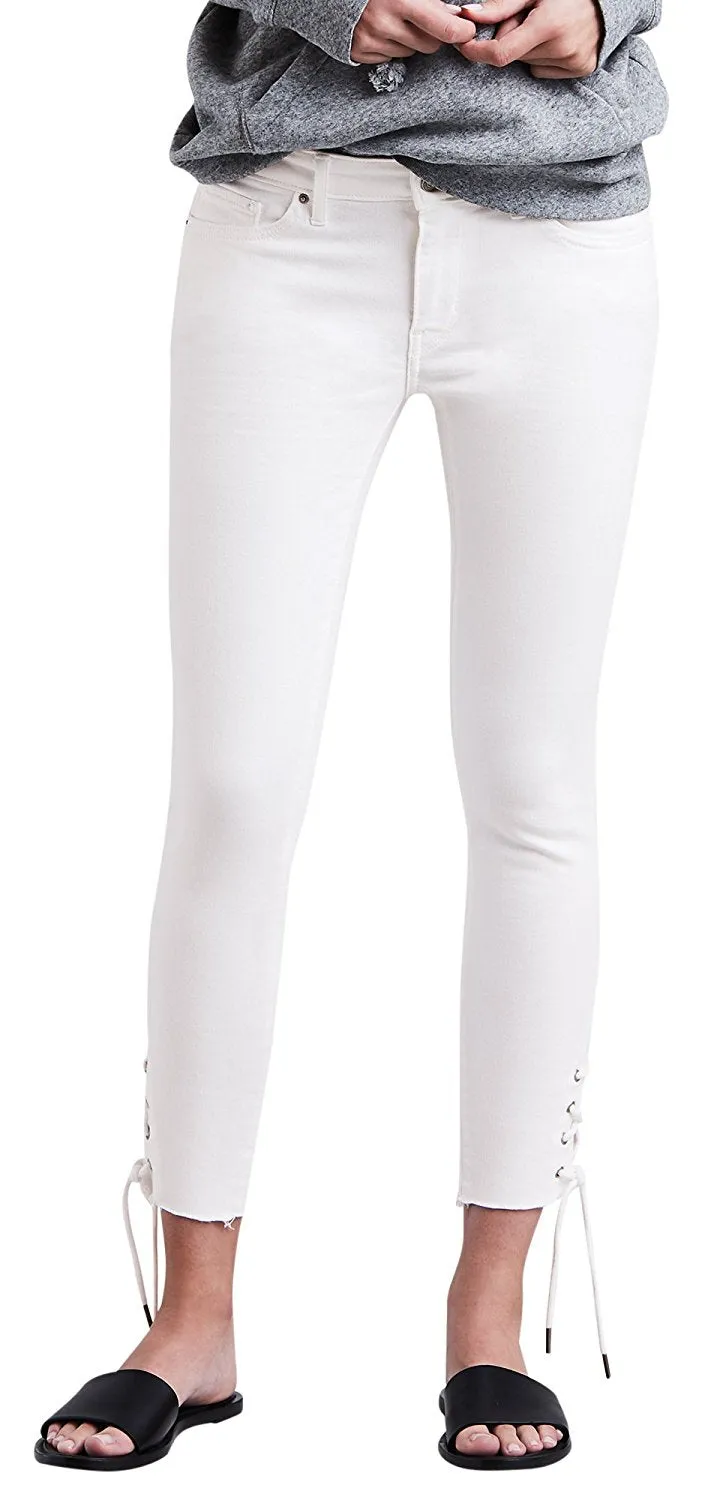 Levi's Women's 711 Lace up Skinny Jeans Fiest White