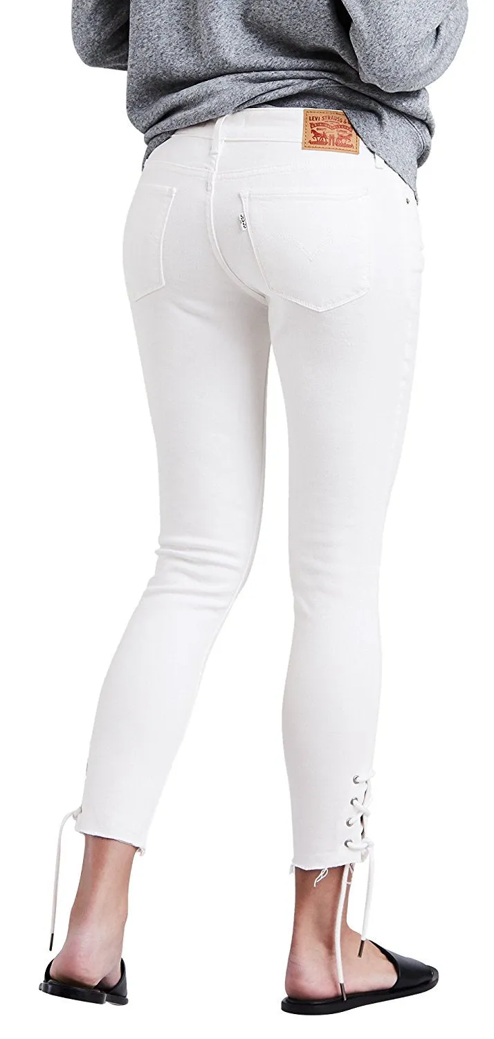 Levi's Women's 711 Lace up Skinny Jeans Fiest White