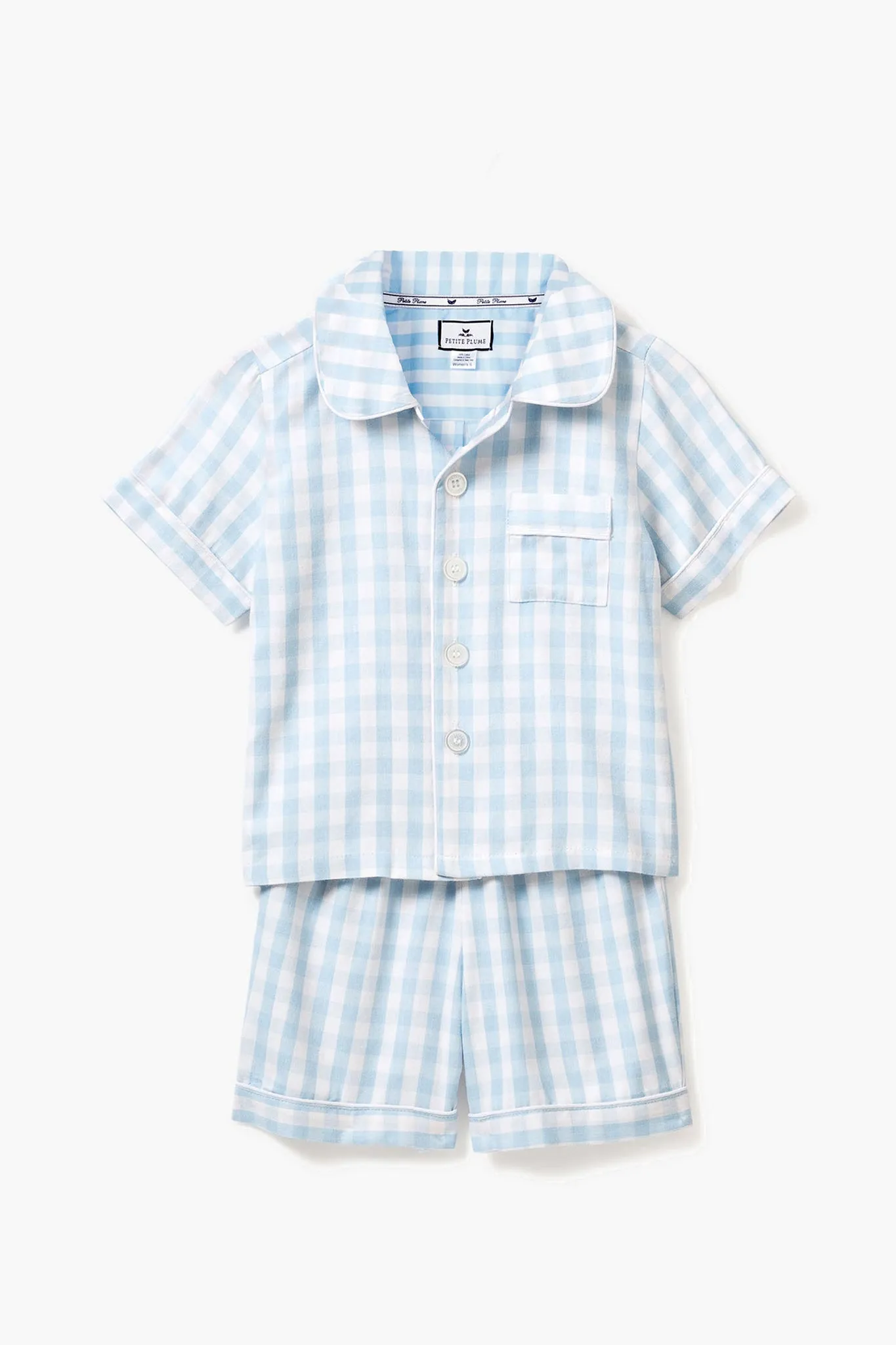 Light Blue Gingham Short Set