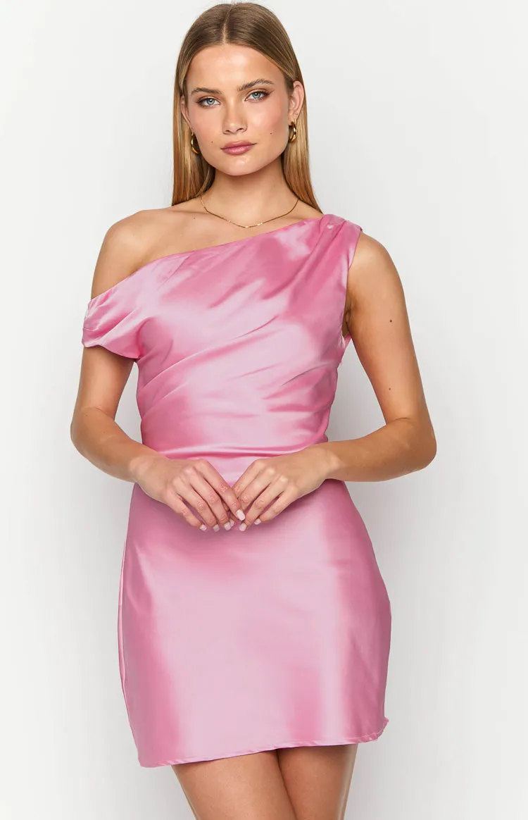 Lucas Pink Satin Mini Dress