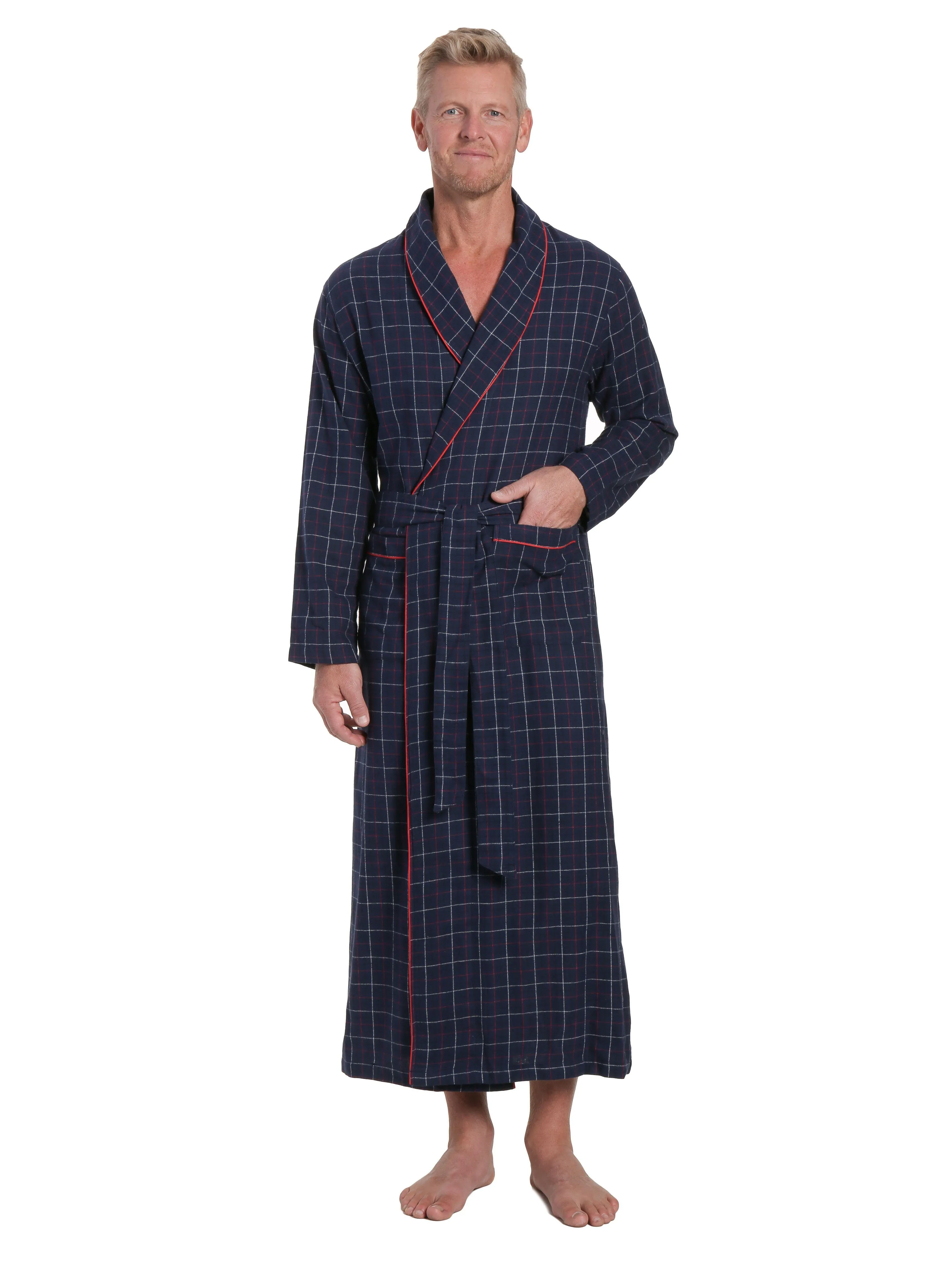 Men's 100% Cotton Flannel Long Robe