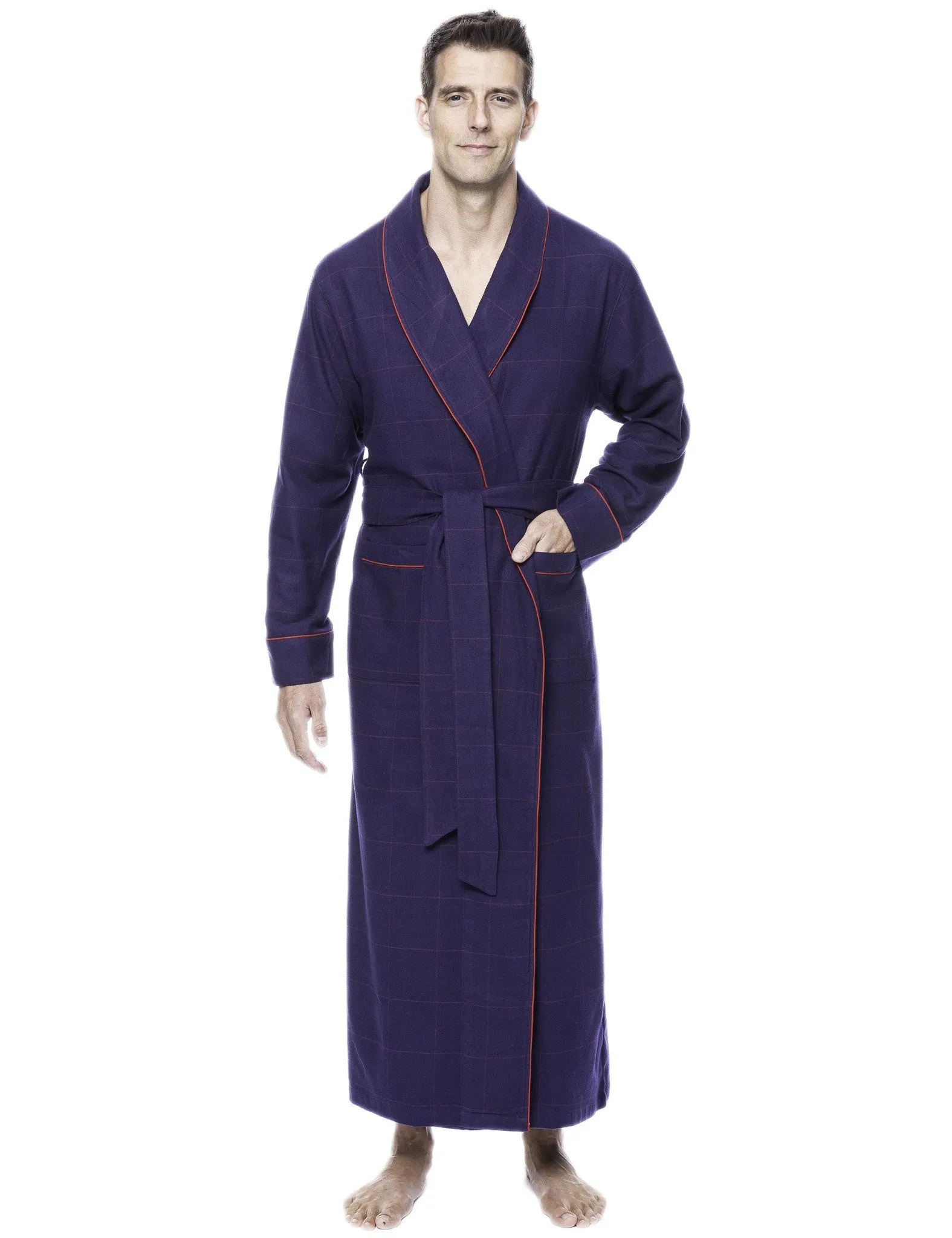 Men's Premium 100% Cotton Flannel Long Robe