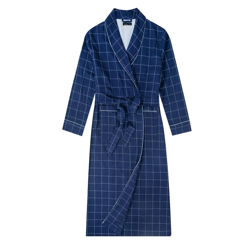 Men's Premium 100% Cotton Flannel Long Robe